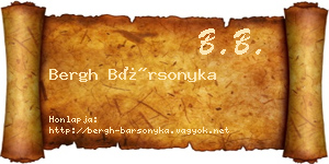 Bergh Bársonyka névjegykártya
